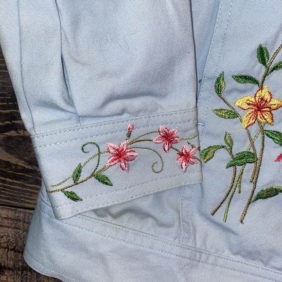 Victor Costa Occasion Light Blue embroidered snap up jacket size M - Picture 3 of 5